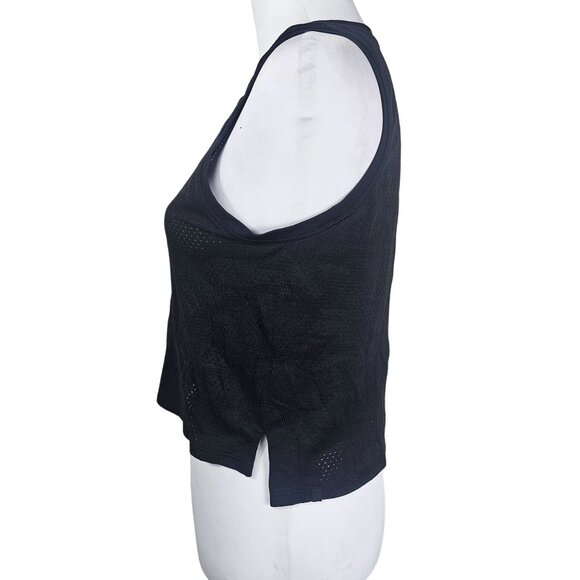 Lululemon Womens Perforated Crop Tank Top Sz S Black Camo Round Neck Activewear - Picture 3 of 6
